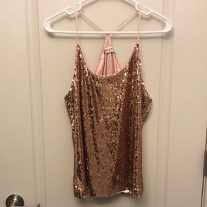Rose Gold, Sequined, Spaghetti Strap, Women’s Top